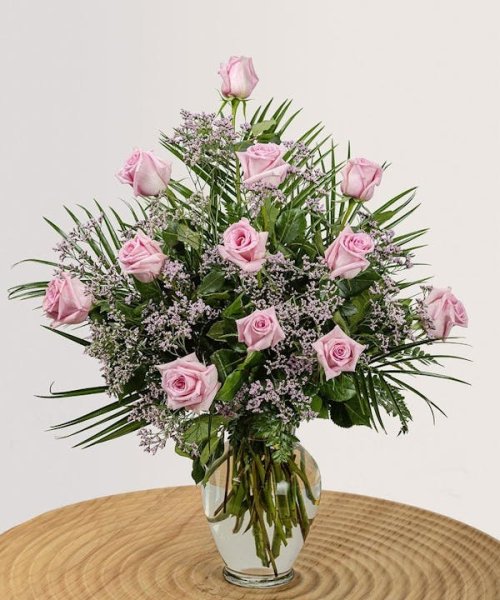 画像1: ピンクローズ12本(花器付き) (1)