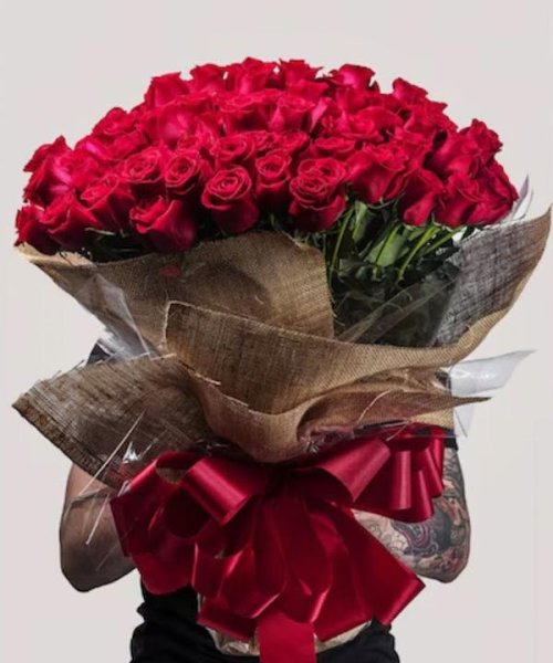 画像1: 100レッドローズ (ラッピング) (1)