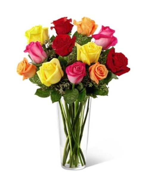 画像1: アメリカ ギフト｜ブライトスパークローズ(花器付き) (1)