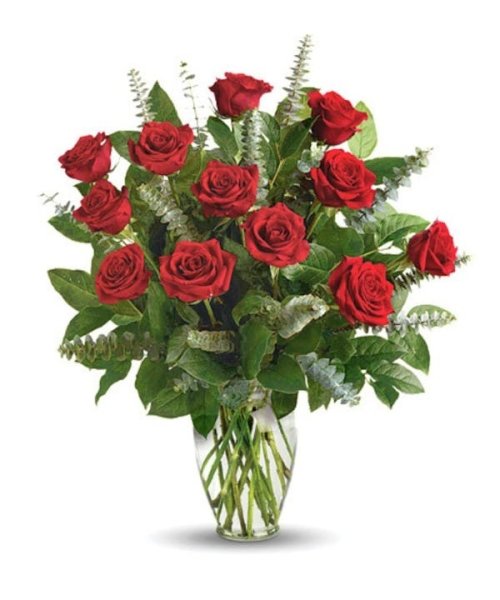画像1: カナダ ギフト｜デラックスローズブーケ 12本(花器付き) (1)